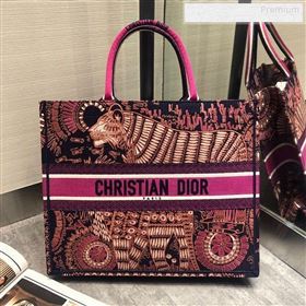 Dior Fuchsia Dior Book Tote in Lion Animal Embroidered Canvas Bag 2020 (XXG-9123015)