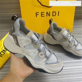 Fendi FFluid Suede Multilayer Waved Sneakers White/Grey 2020 (DLY-9122610)