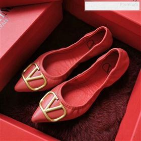 Valentino VLogo Leather Flat Ballerinas Red 2020 (MD-9122630)
