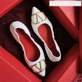 Valentino VLogo Leather Flat Ballerinas White 2020 (MD-9122631)