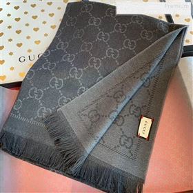 Gucci Wool GG Scarf 45x180cm Dark Grey 2019 (WNS-9122635)