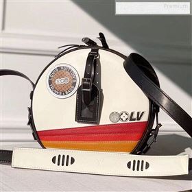 Louis Vuitton Boite Chapeau Souple Sporty Stripe and Patch Round Shoulder Bag M55653 White 2020 (KI-9122701)
