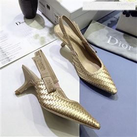 Dior JAdior Slingback Mid-Heel Pumps in Braided Metallic Gold Lambskin 2020 (JC-9123120)