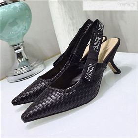 Dior JAdior Slingback Mid-Heel Pumps in Braided Black Lambskin 2020 (JC-9123126)