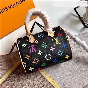 Louis Vuitton Colored Monogram Nano Speedy Top Handle Bag M61252 Black 2019 (KIKI-9122561)