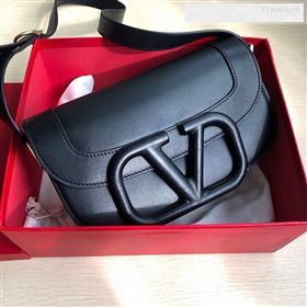 Valentino Supervee Supple Calfskin Maxi-Logo Crossbody Bag 1011L Black 2020 (JD-9123022)