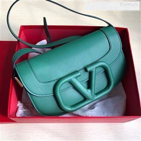 Valentino Supervee Supple Calfskin Maxi-Logo Crossbody Bag 1011L Green 2020 (JD-9123023)