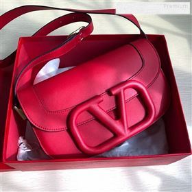 Valentino Supervee Supple Calfskin Maxi-Logo Crossbody Bag 1011L Red 2020 (JD-9123025)