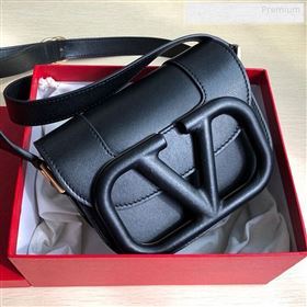 Valentino Supervee Supple Calfskin Maxi-Logo Crossbody Bag 1011S Black 2020 (JD-9123026)