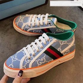 Gucci Disney GG Embroidered Sneakers Light Blue 2020 (EM-9123109)