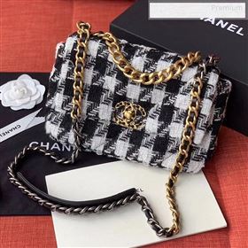 Chanel 19 Tweed Small Flap Bag Black/White AS1160 2019 (X-9122566)