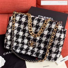 Chanel 19 Tweed Maxi Flap Bag Black/White AS1162 2019 (X-9122568)