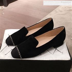 Chanel Suede Chain Flat Loafers G35164 Black 2020 (KL-0010804)