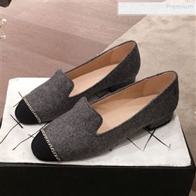 Chanel Felt Chain Flat Loafers G35164 Gray 2020 (KL-0010806)