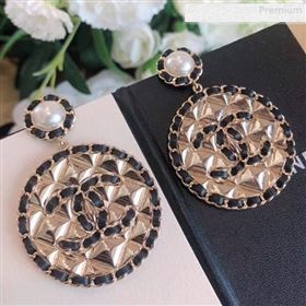 Chanel Quilted Round Metal Chain Leather Short Earrings AB3047 2019 (YF-0010817)