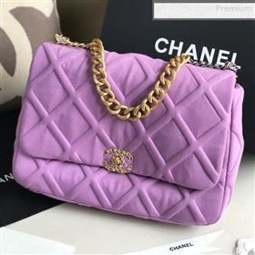 Chanel 19 Quilted Jersey Maxi Flap Bag AS1162 Purple 2019 (XING-0010907)