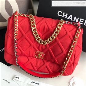 Chanel 19 Quilted Jersey Maxi Flap Bag AS1162 Red 2019 (XING-0010908)