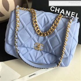 Chanel 19 Quilted Jersey Maxi Flap Bag AS1162 Blue 2019 (XING-0010909)