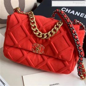 Chanel 19 Quilted Jersey Large Flap Bag AS1161 Red 2019 (XING-0010912)