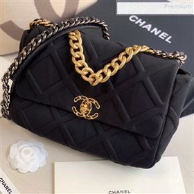 Chanel 19 Quilted Jersey Large Flap Bag AS1161 Black 2019 (XING-0010914)