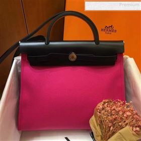 Hermes Herbag 31cm PM Double-Canvas Shoulder Bag Fushia/Midnight Blue (JIMMY-0010850)