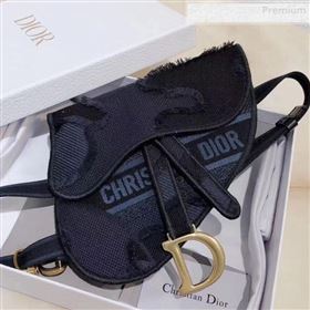 Dior Saddle Belt Bag in Camouflage Embroidered Canvas Bag Blue 2019 (XXG-0011007)