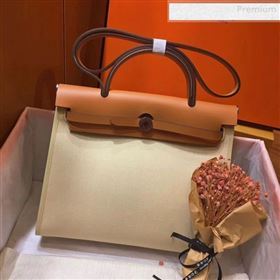 Hermes Herbag 31cm PM Double-Canvas Shoulder Bag Light Beige (JIMMY-0010861)