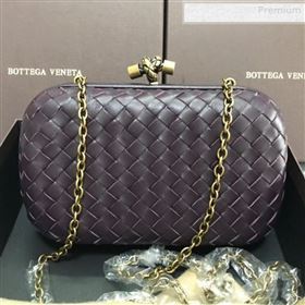 Bottega Veneta Knot Woven Lambskin Clutch with Chain Grey 02 2019 (MS-0011019)