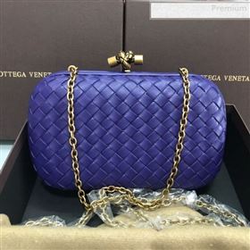 Bottega Veneta Knot Woven Lambskin Clutch with Chain Violet Blue 2019 (MS-0011012)