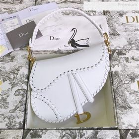 Dior Saddle Medium Bag in Braided Leather White 2019 (BF-0010726)