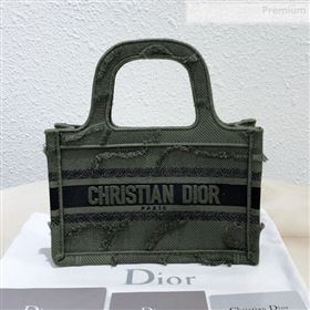 Dior Mini Book Tote Bag in Camouflage Embroidered Canvas Bag Green 2019 (XXG-0010733)