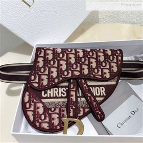 Dior Saddle Burgundy Oblique Canvas Pouch Belt 2020 (XXG-0010737)