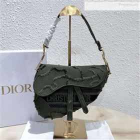 Dior Medium Saddle Bag in Camouflage Embroidered Canvas Bag Green 2019 (XXG-0010735)