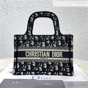Dior Mini Book Tote Bag in Original Oblique Embroidered Canvas Blue 2019 (XXG-0010728)