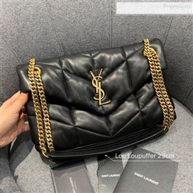 Saint Laurent Loulou Puffer Small Bag in Quilted Lambskin 577476 Black/Gold 2019 (JD-0010738)