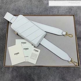 Fendi Strap You Calfskin FF Shoulder Strap with iPhone Pocket White 2019 (CL-0011028)