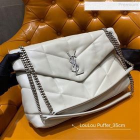 Saint Laurent Loulou Puffer Medium Bag in Quilted Lambskin 577475 White 2019 (JD-0010745)