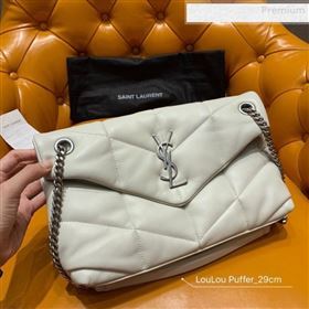 Saint Laurent Loulou Puffer Small Bag in Quilted Lambskin 577476 White 2019 (JD-0010741)