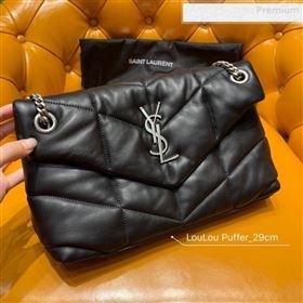 Saint Laurent Loulou Puffer Small Bag in Quilted Lambskin 577476 Black/Silver 2019 (JD-0010740)