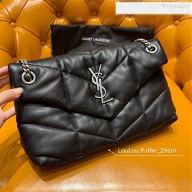 Saint Laurent Loulou Puffer Small Bag in Quilted Lambskin 577476 Black/Silver 2019 (JD-0010740)
