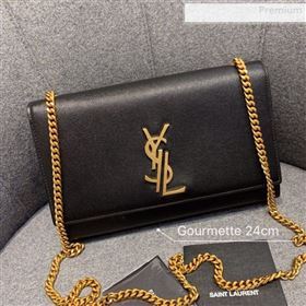 Saint Laurent Medium Kate Chain Crossbody Bag in Grained Leather 470428 Black 2019 (JD-0010746)