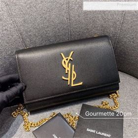 Saint Laurent Small Kate Chain Crossbody Bag in Grained Leather 470429 Black 2019 (JD-0010748)