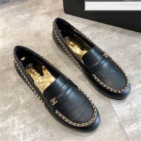 Chanel Lambskin Chain Flat Loafers G35631 Black 2020 (DLY-0011034)