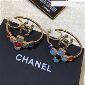 Chanel Colored Stone Hoop Earrings AB3160 2019 (YF-0011038)