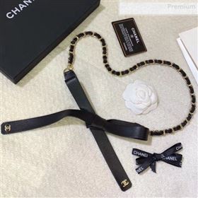 Chanel Leather Chain Bow Belt AA6619 Black 2019 (YF-0011046)