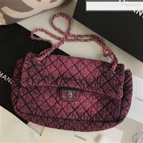Chanel Quilted Denim Large Flap Bag Pink 2020 (XING-0010204)