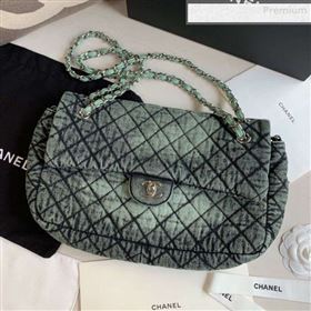 Chanel Quilted Denim Large Flap Bag Green 2020 (XING-0010205)