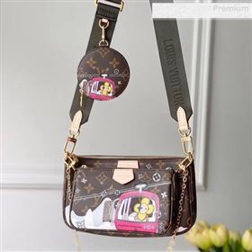 Louis Vuitton Multi-Pochette Accessoires Triple Monogram Canvas Print Shoulder Bag M44840 Pink 2019 (KI-0010221)