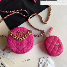 Chanel 19 Tweed Clutch with Chain &amp; Coin Purse AP0986 Pink 2019 (XING-0010334)