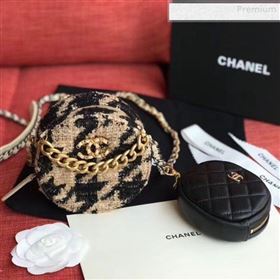 Chanel 19 Houndstooth Tweed Clutch with Chain &amp; Coin Purse AP0986 Beige/Black 2019 (XING-0010335)